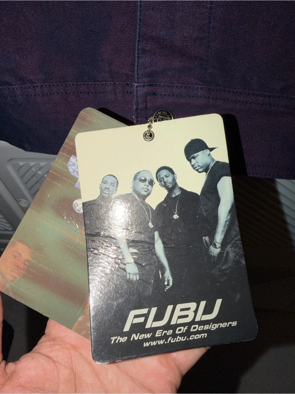 FUBU Men's Dark Purple Denim Jacket with Chest Pockets